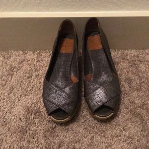 Tory Burch silver wedges